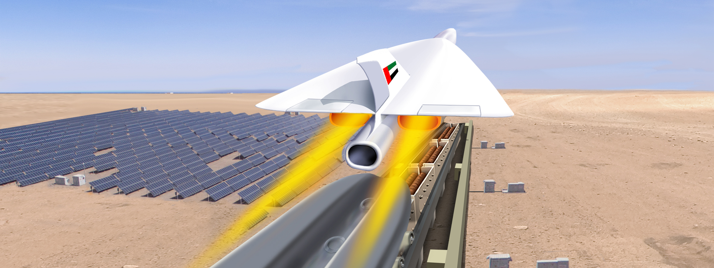 Artist's impression: Swala taking off from a linear motor track